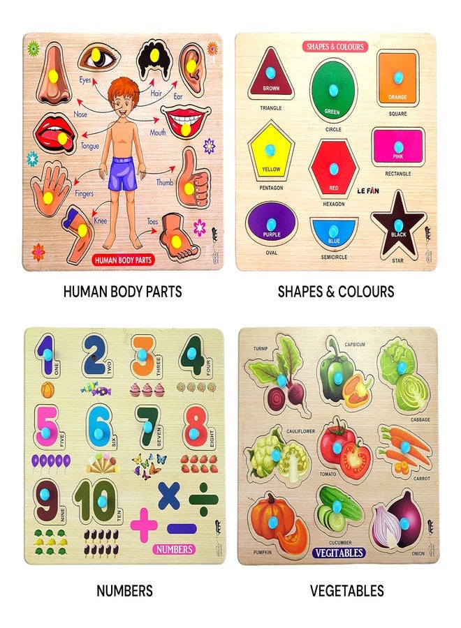 APPSTER Animal, Fruits, Vegetables, Birds, Shape Color, Numbers, Body Parts & Sea Animals Wooden Puzzle Toy for Kids Jigsaw Puzzles for Adults Baby Learning Educational Toys Board Game (Pack of 8) - Image 3
